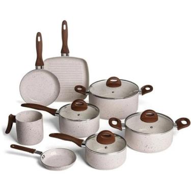 Imagem de Jogo de Panelas Brinox Antiaderente Ceramic Life 8 Peças Smart Plus Va