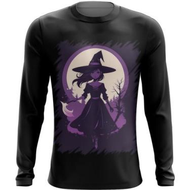 Imagem de Camiseta Manga Longa Bruxa Halloween Púrpura Festa 4 - Kasubeck Store®