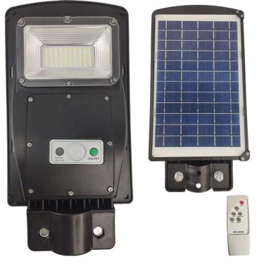 Imagem de Luminaria Solar  60w Poste Led Controle e Sensor de Movimento Jardins Areas Externas Iluminaçao Rua