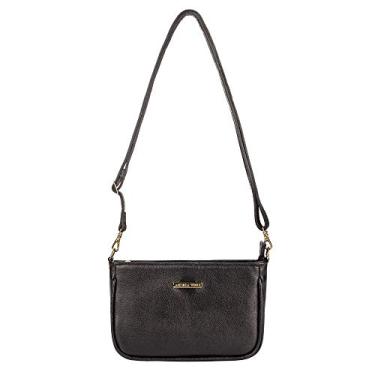 Imagem de Bolsa tiracolo pequena de couro liso Iria - Preto