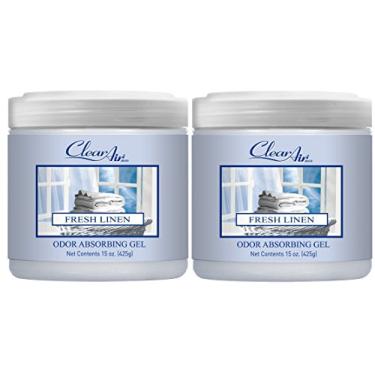 Imagem de Clear Air Gel absorvente de odor – Purificador de ar e eliminador de odores – absorve odores em banheiros, carros e trailers – Feito com óleos essenciais – Perfume de linho fresco
