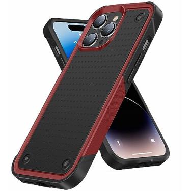 Imagem de HIYUUTTBS Capa para iPhone 13 Pro Max, borracha de silicone 2 em 1 à prova de choque com policarbonato rígido robusto proteção total capa de telefone para iPhone 13 Pro Max, preto/vermelho (YZ-39)