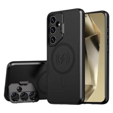 Imagem de Capas para celular Galaxy S24 Plus 5G, projetadas para Samsung 24S Plus com protetor de lente de câmera, suporte de anel de câmera embutido, capa resistente à prova de choque de grau militar para