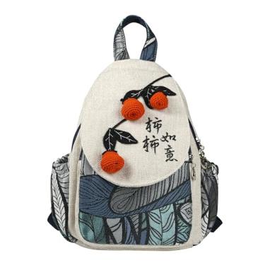 Imagem de HUANGGUOSHU Mochila de viagem Boho feminina lona estética caminhada linda mochila casual alça ajustável boho vintage bolsa escolar bolsa mochila mochila tudo vai bem