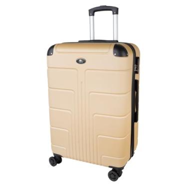 Imagem de Mala de Viagem de Bordo Padrão ANAC com Rodas 360° Fibra Rígida ABS Expansível e cadeado embarcado (Dourado)