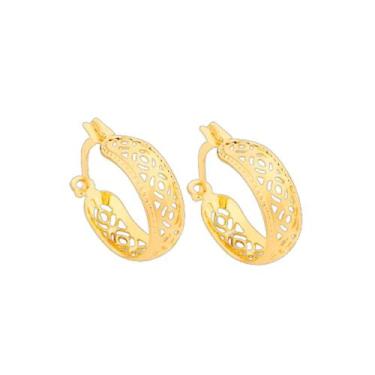 Imagem de Brinco Rommanel Banhado A Ouro 18k Pequena Argola Com Círculos Vazados