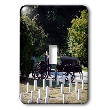 Imagem de 3dRose lsp_48291_1 O Cemitério de Arlington com uma processão funeral acontecendo e militares com interruptor de botão de caixão