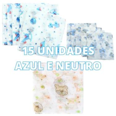 Imagem de Fralda de Pano para Bebe Kit com 15 Unidades 60x60cm 100% algodão Mina