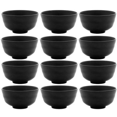 Imagem de Conjunto 12 Bowls Melamina Lyor Tóquio Preto Oriental 450ml Pote Redon