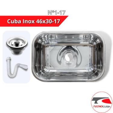 Imagem de Cuba Inox 430 pia cozinha N1 Extra Funda 46x30x17 + Válvula + Sifão - 