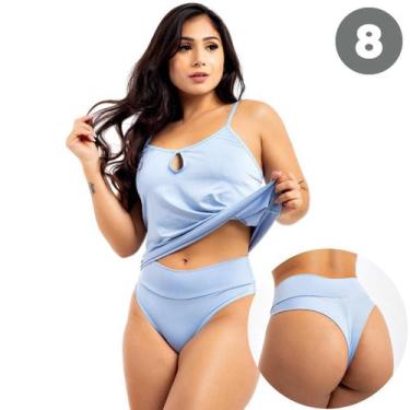 Imagem de Kit 8 Calcinha Feminina Cintura Alta Fio Duplo Mulher Viére, GG