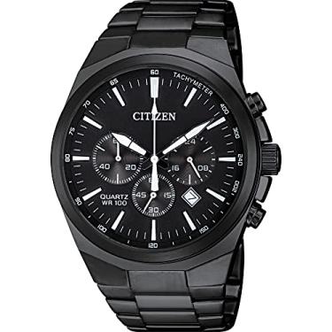 Imagem de Citizen Relógio casual masculino de quartzo em aço inoxidável, cor: preto (modelo: AN8175-55E)
