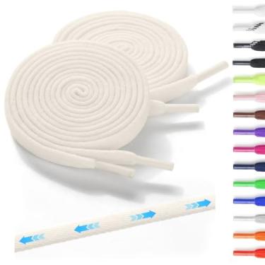 Imagem de Neo-wows 2 pares de cadarços elásticos sem amarração para tênis, duráveis, cadarços para sapatos de cano alto e botas, crianças e adultos, Off-white, 63"(160cm)