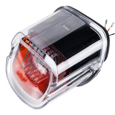 Imagem de USOHAWLK Luz traseira de freio LED com sequenciais 3D para motocicleta adequada para Sportster Dyna Low Rider Electra Glide Road King Softail, transparente