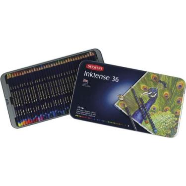 Imagem de Lápis de Cor Aquarelável Inktense 36 Cores Estojo Lata Derwent, Única,