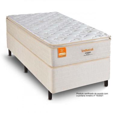 Imagem de Conjunto Box Inducol Colchão Solteiro Athens Cbp Colchões Branco