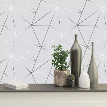 Imagem de Papel de Parede Adesivo Lavavel Zara Triangulo Geometrico 5metros (Zara Prata)