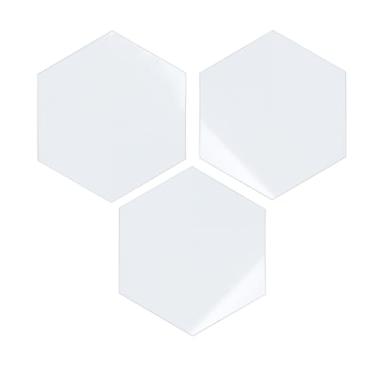 Imagem de Miscasa Azulejo hexagonal grande, revestimento de cerâmica branca brilhante para cozinha, banheiro, lareira, trailer, parede de destaque fácil de instalar, conjunto de 32 peças