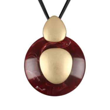 Imagem de joymiao Colar de couro para mulheres, pingente grande, gargantilha hippie, vintage, colar grosso, boêmio, para mulheres, Couro sintético, Sem Pedra Preciosa