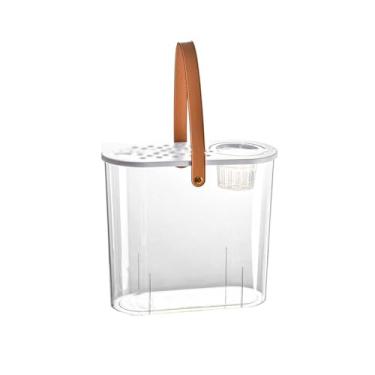 Imagem de Tanque de peixes de acrílico transparente com tampa respirável e alça de transporte fácil de mover, sala de estar, escritório, mesa decorativa, aquário de peixes, tigela (branco)