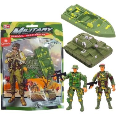Imagem de Kit Soldado De Brinquedo 6 Peças C/ Tanque E Barco Castela