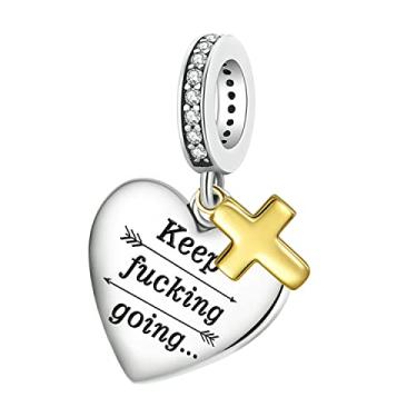 Imagem de XOYOYZU Berloque de coração de amor adequado para pulseira Pandora com versículo da Bíblia Cristã Pingente Cruz Oração Fé Religiosa Joias Presentes para Mulheres, Cristal, Zircônia cúbica