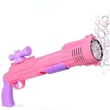 Imagem de Máquina Lança Bolhas de Sabão Premium com 8 Saídas Automática – Brinquedo Pistola de Sabão Infantil + 2 Refis, Ideal para Praia, Piscina e Presentear – Diversão Infinita para Meninos e Meninas (Rosa)