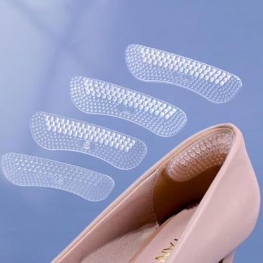 Imagem de 2 pares de inserções antiderrapantes de silicone transparente – almofadas de gel para sapatos de salto alto, sapatilhas e casuais – antiderrapante, suporte confortável para os pés