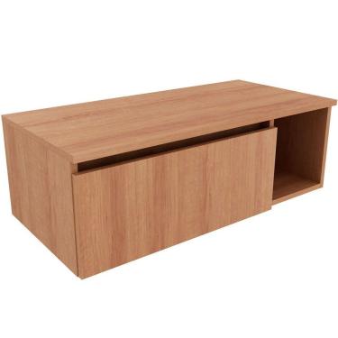 Imagem de Gabinete De Banheiro 80 Cm Com 1 Porta E Nicho Marina Amêndoa