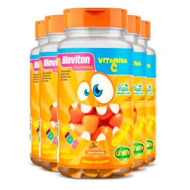 Imagem de Kit 5 Gummy Kids Vitamina C Unilife 30 gomas Laranja