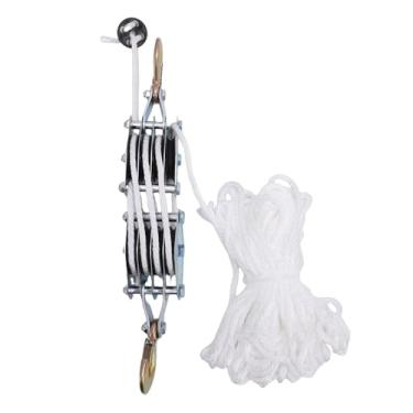 Imagem de Asixxsix Rope Hoist Pulley System, 65ft Pulley Block e Tackle com 2200lb Work Load, 8:1 Ratio Lifting Power, Heavy Duty Pulley Block para Lifting Garage Warehouses Building