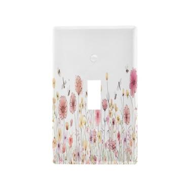Imagem de Blueangle Capa de placa de parede para interruptor de luz - Capa decorativa para interruptor de luz de prado de flores silvestres Placa de parede, tamanho 1 - Faixa 4,53 x 2,76 polegadas (415)