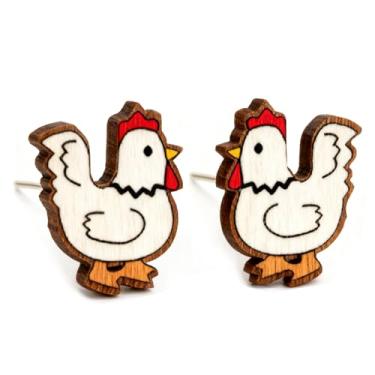 Imagem de Brincos de madeira para mulheres, pé grande, softball, tênis, pinguim, tartaruga, cão, gato, vaca, pato, Papai Noel, preguiça, hipopótamo, margarida, golfinho, fofo, vintage, hipoalergênico, brincos