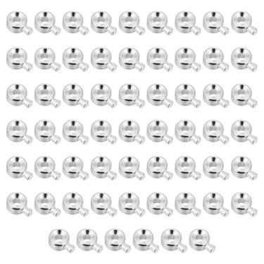 Imagem de Yuomeaz 60 peças de contas de crimpagem, contas de crimpagem de latão para fabricação de joias, conta espaçadora de posicionamento prata, contas separadoras de armário para pulseiras, colares