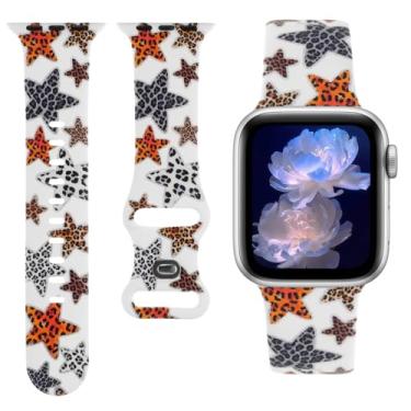 Imagem de Pulseira feminina com estampa floral compatível com Apple Watch séries 11, 10, 9, 8, 7, 6, 5, 4, SE 3, 2 e 1 (K8-Leopard Star, 38 mm)