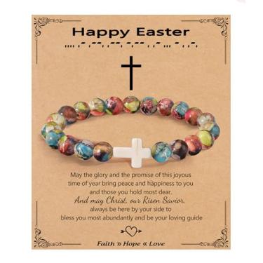 Imagem de Enfeites de meia para mulheres, presentes cristãos para mulheres, pulseiras cruzadas, natureza, imperial, pedras, contas, confirmação, presentes de batismo, para meninas adolescentes, presente