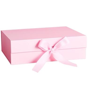 Imagem de iefoah Caixa de presente rosa para presentes 12,4 × 26 × 8,5 pol. Caixa de presente com tampa fecho magnético padrinho dama de honra caixa de presente para casamento, aniversário, dia dos namorados