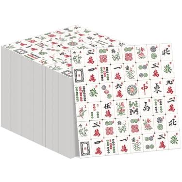Imagem de Gueevin 80 guardanapos Mahjong papel de coquetel 16,5 x 16,5 polegadas Natal Mahjong suprimentos de festa decorações acessórios presentes para encontros casuais noites de jogos chás de panela