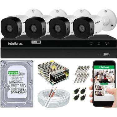 Imagem de Kit Cftv 4 Câmeras Segurança Intelbras Hd 1 Mp 20 metros COM Dvr Mhdx 