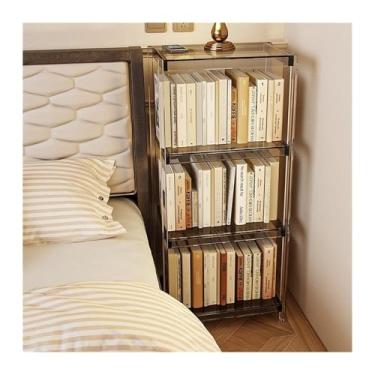 Imagem de CFGH6FDF Estante de livros de acrílico, prateleira de chão, estante simples, prateleira de armazenamento de sala de estar doméstica prateleira de livros independente (cinza)