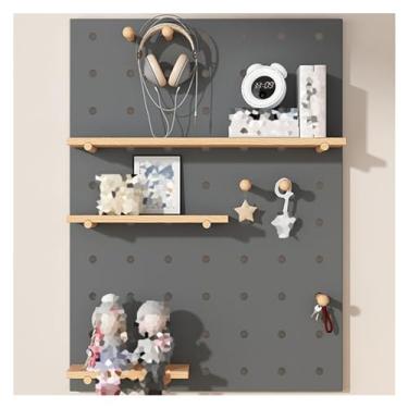 Imagem de Kit organizador de quadro de madeira cinza - Painel de exibição de parede para cozinha, garagem, escritório, dormitório - 60 x 80 cm (23,62 x 31,49 pol.) - Solução versátil de armazenamento e