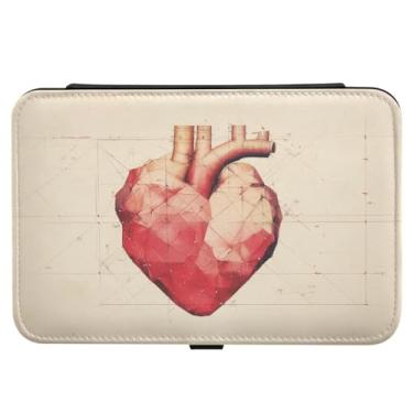 Imagem de Burbuja Caixa de joias de viagem com coração dos namorados, presente para mulheres e meninas, estojo de joias portátil de couro PU organizador para brincos, anéis, colares e pulseiras