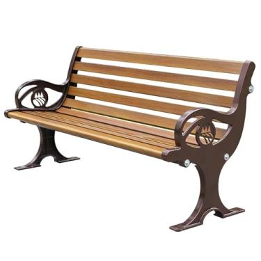 Imagem de Banco de jardim para pátio cadeiras de sofá de metal ao ar livre com encosto e apoios de braços externos bancos decorativos à prova de intempéries móveis para varanda frontal caminho pátio deck (120