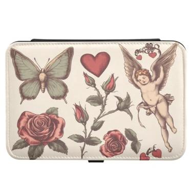 Imagem de Burbuja Caixa de joias de viagem com padrão de dia dos namorados, presente para mulheres e meninas, estojo de joias portátil de couro PU organizador para brincos, anéis, colares e pulseiras