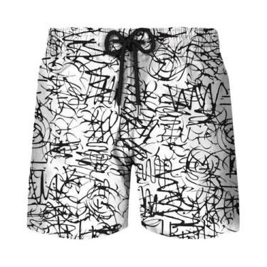 Imagem de Bermuda Masculina Y2K Com Estampa Abstrata De Grafite Havaiano, Calção