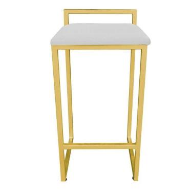 Imagem de Banqueta Alta Lavínia Suede Cinza Base Dourado - DROSSI