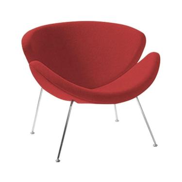 Imagem de Poltrona Design Trevo Suede Vermelho Base Inox