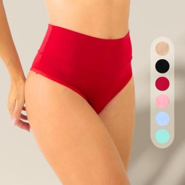 Imagem de Kit 3 Calcinha Feminina Cintura Alta Cós Duplo E Forro Algodão Tamanho