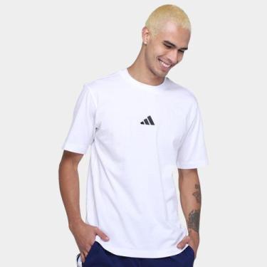 Imagem de Camiseta Adidas Small Logo Masculina, Branco, Preto, GG