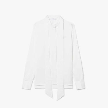 Imagem de Camisa Lacoste Modelagem Reta Com Gola Removível Com Laço Feminina-Feminino
